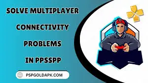 PSP and PS Vita 8 key Differences 7 "Graphic showcasing 'Connectivity and Online Features' in PPSSPP Gold APK, with a network icon and game controller symbol on a clean background."