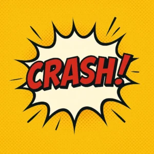 9 Common Issues in PPSSPP Gold APK and How to Fix Them: A Complete Guide 3 Comic-style pop art design showing the word "CRASH!" in bold red letters inside an explosion bubble with a yellow dotted background.